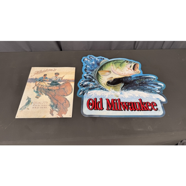 2 METAL FISHING SIGNS 20" X 20"