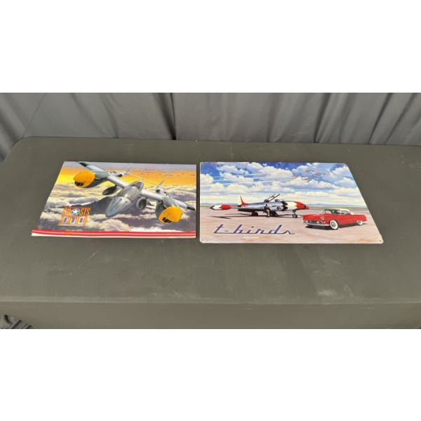 1 METAL SIGN T-BIRDS AND 1 GHOSTS CALENDAR
