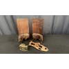 Image 1 : WOODEN ELEPHANT BOOKENDS AND ANTIQUE IRON