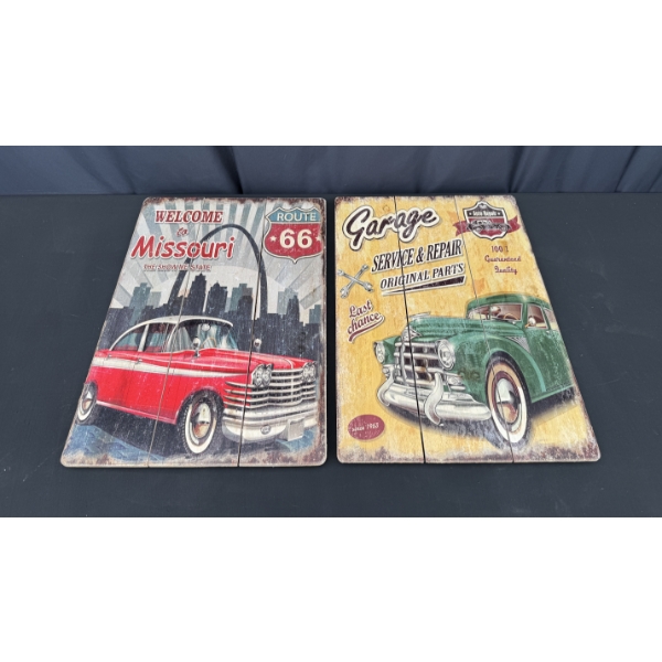 2 WOODEN SIGNS 24" X 12 " INCLUDES WELCOME TO MISSOURI