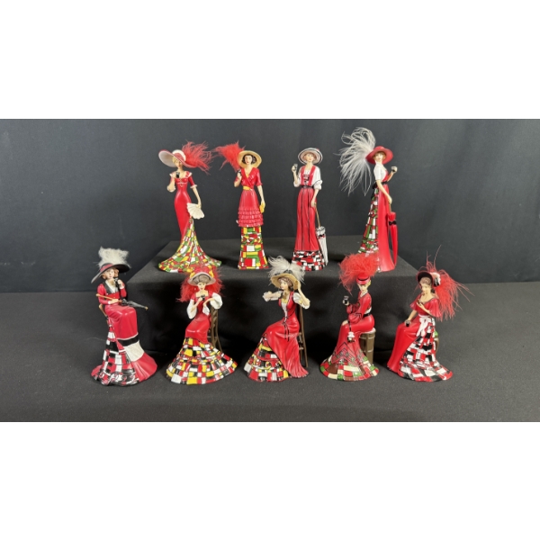 THE HAMILTON COLLECTION "TIMELESS REFRESHMENT" COCA-COLA LADIES FIGURINES - COMPLETE SET OF 9 W/ COA
