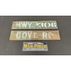 Image 1 : 2 ANTIQUE HIGHWAY SIGNS 24" X 5" AND SMALL METAL MAIL POUCH SIGN 
