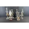 Image 1 : 6 VINTAGE GLASS OIL LAMPS