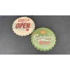 Image 2 : 2 METAL CARLSBERG BOTTLE CAPS SIGNS 16" DIA