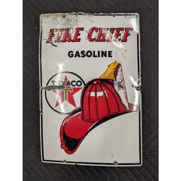 1966 PORCELAIN TEXACO FIRE CHIEF PUMP PLATE