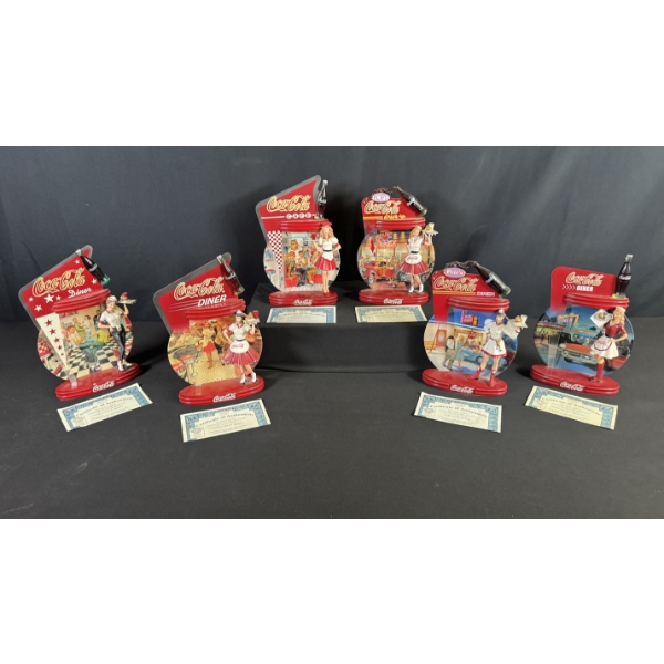 COMPLETE COCA-COLA FRANKLIN WAITRESS FIGURINE 1950's DINER SET(6) W/ COA 