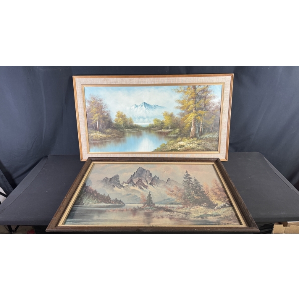 2 LARGE VINTAGE LANDSCAPE PRINTS 45" X 2FT