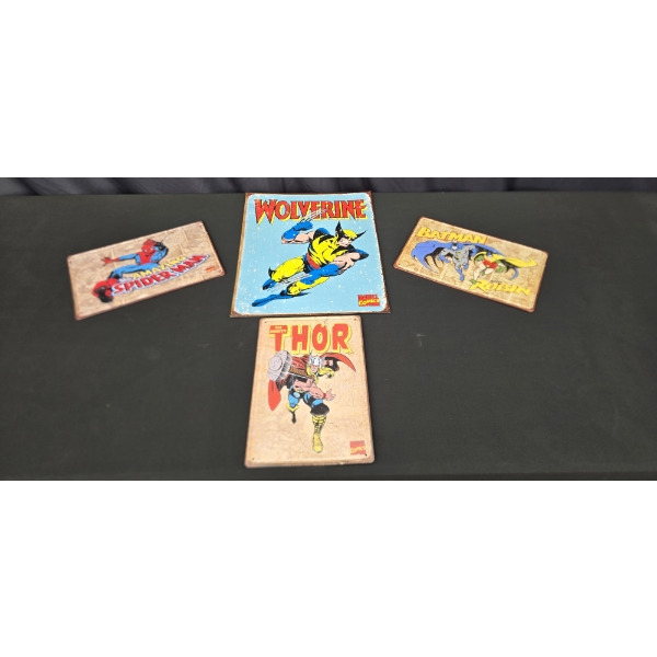 COLLECTION OF MARVEL COMICS METAL SIGNS
