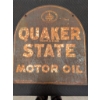 Image 1 : QUAKER STATE HEAVY PAINTED METAL TOMBSTONE HANGING SIGN