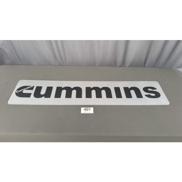 NO RESERVE CUMMINS SIGN 4FT X 10"