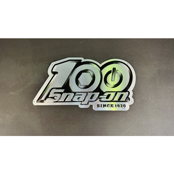 SNAP-ON "100 YEARS" ANNIVERSARY EMBOSSED METAL SIGN 24" x 12"