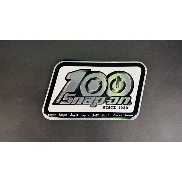 SNAP-ON "100 YEARS" ANNIVERSARY EMBOSSED METAL SIGN (W/ BORDER) 24" x 12"