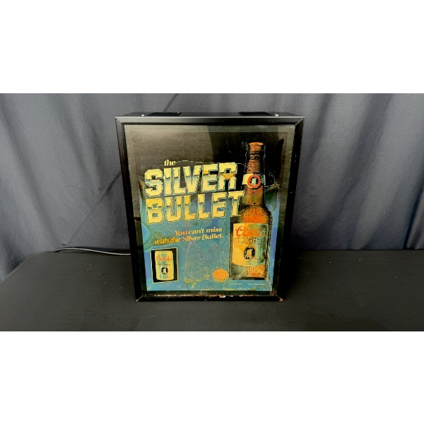 SILVER BULLET LIGHT BOX SIGN 15" X 18"