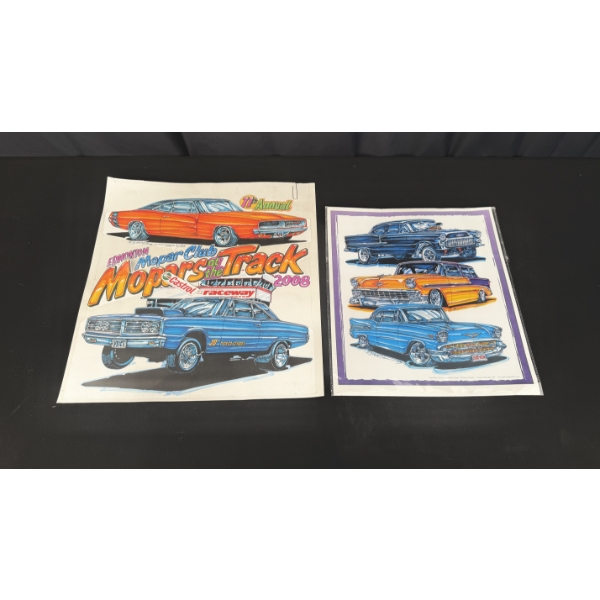MOPAR TRACK POSTER 19" X 20" , CHEVY POSTER 16" X 5 "