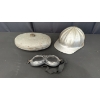 Image 1 : VINTAGE GOOGLES,HARD HAT AND FUEL CONTAINER