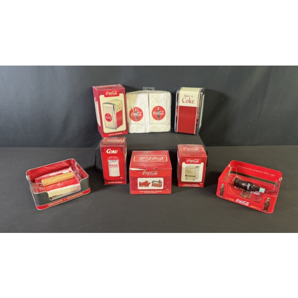 COCA-COLA KITCHEN COLLECTIBLES - NAPKIN & TOOTHPICK DISPENSERS, SUGAR SHAKERS