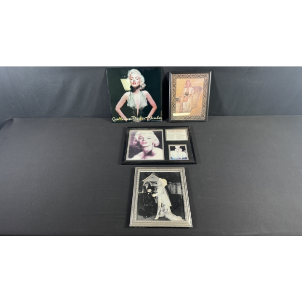 MARILYN MEMORABILIA (PLAQUE, SIGNED PHOTO, WALL ART) 14" X 11"