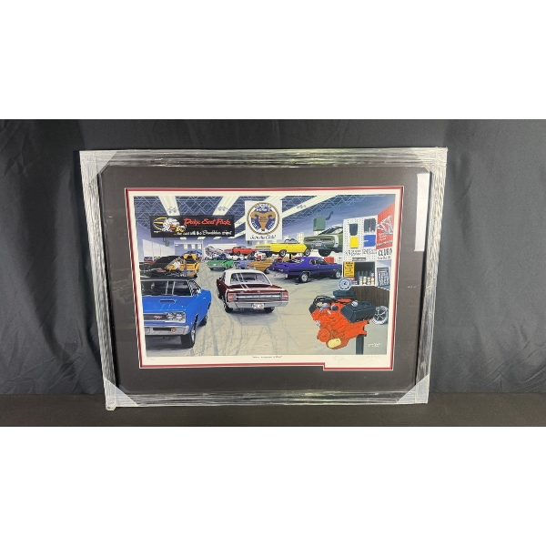 DAVE SNYDER "WHERE HORSEPOWER IS MADE" LIMITED EDITION FRAMED PRINT (403/950) 27" X 25"