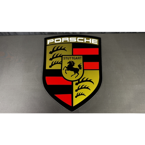 PORSCHE EMBLEM (BLACK&GOLD) SIGN 21" x 28"