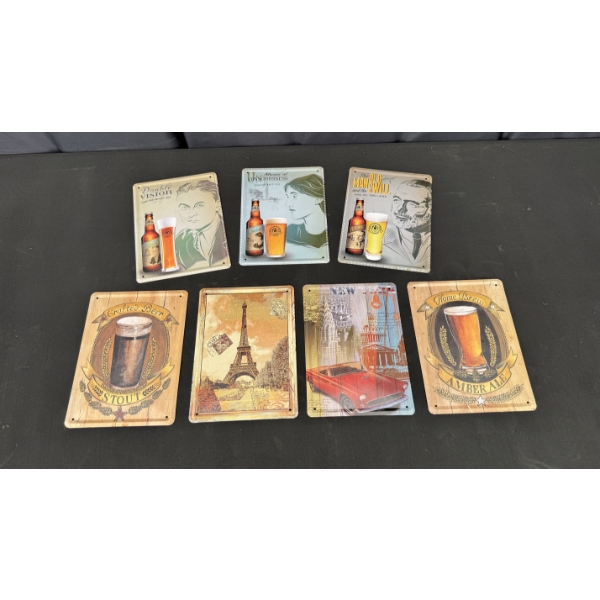 7 SMALL METAL SIGNS 8" X 6"