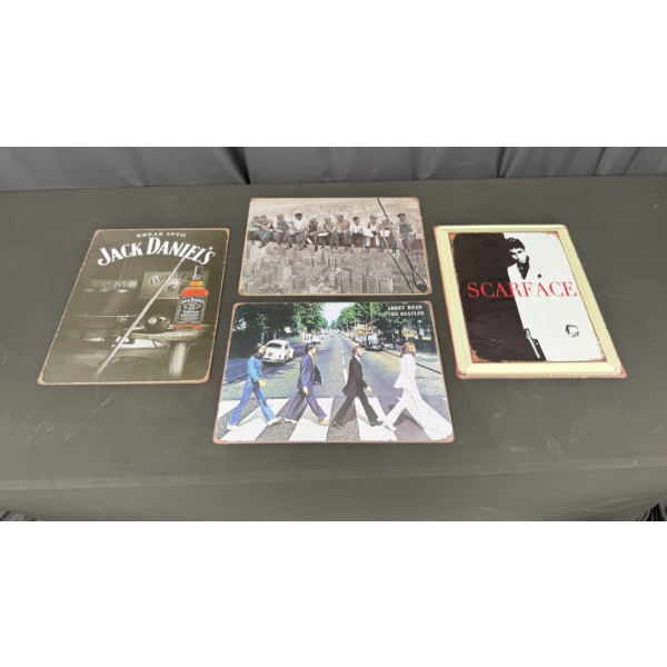 4 METAL SIGNS INCLUDES ABBEY ROAD 16" X 12"