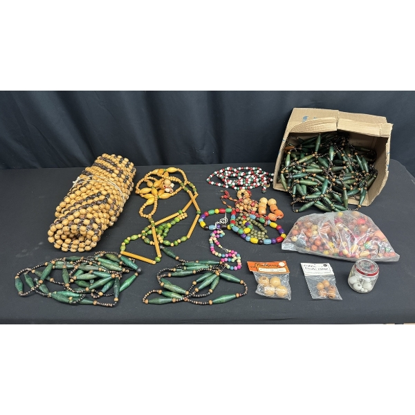 VINTAGE WOODEN BEADS, LOOSE BEADS, & CRAFTING SUPPLIES