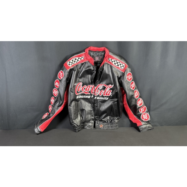 COCA-COLA RACING FAMILY LEATHER NASCAR JACKET BY JH DESIGN SIZE M