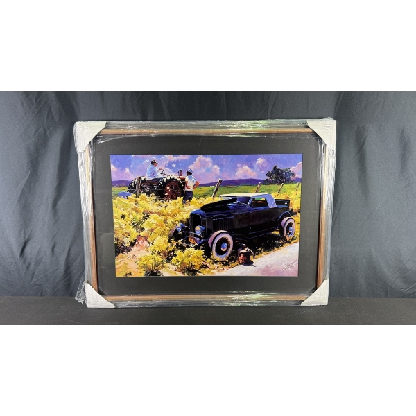 TOM FRITZ LIMITED EDITION FRAMED HOT ROD & TRACOR PRINT (250/450) 26.5" X 35.5"