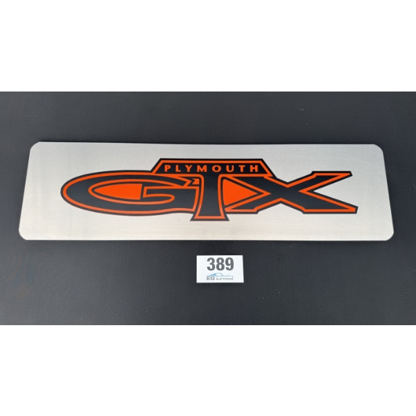 NO RESERVE PLYMOUTH GTX SIGN 28" X 8"