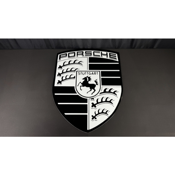 PORSCHE EMBLEM (BLACK&WHITE) SIGN 21" x 28"