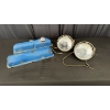 Image 1 : 2 MANIFOLD COVERS AND 2 VINTAGE HEADLIGHTS