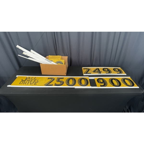 PRICING SIGN WITH VARIOUS NUMBERS